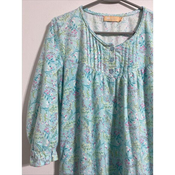 La Cera Nightgown Women's S Flannel Pockets Floral Grandma Cottagecore Peasant - Picture 3 of 16